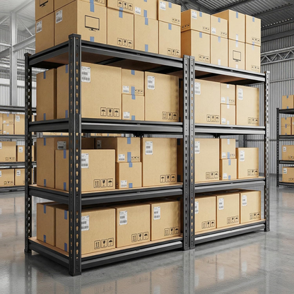 Säädettävä 5-tasoinen metallihylly, maks. 915 kg kuormitus – FlexiRack™