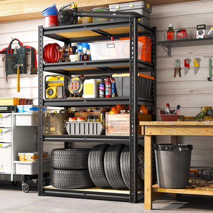 Säädettävä 5-tasoinen metallihylly, maks. 915 kg kuormitus – FlexiRack™